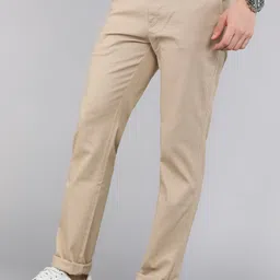 killer Men Slim Fit Khaki Cotton Blend Trousers image 3