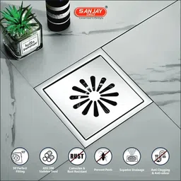 sanjay chilly Floor Stainless Steel Push Down Strainer image 4