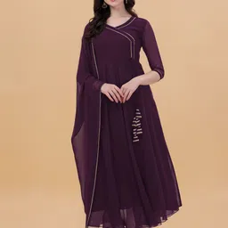 pmd fashion Solid, Striped Georgette Stitched Anarkali Gown-picture-14