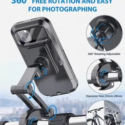 shubham technoplast Waterproof Bike Handle Mount Mobile Holder with 360° Rotation Bike Mobile Holder image 2