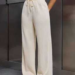 dockstreet Women Solid White Track Pants image 3