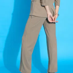 sassafras worklyf Women Regular Fit Beige Polyester Trousers image 2