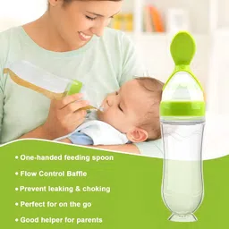 raosons Baby Spoon Feeding Bottle, 250 ML (Silicone , BPA Free, Multicolor ) New Born Flow Nipple image 5