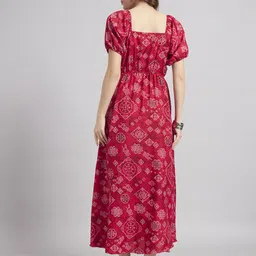 raiyani enterprise Women Fit and Flare Pink Midi/Calf Length Dress image 2