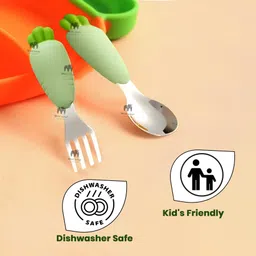 mini soul Carrot Themed BPA Free Stainless-Steel Spoon and Fork for Babies Cutlery Set - Stainless Steel image 3