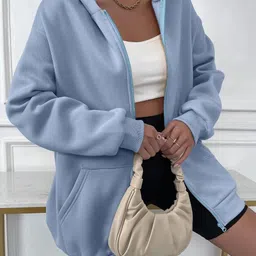 Women Full Sleeve Solid Hooded Sweatshirt-image-5