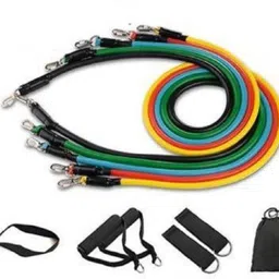 Band set (11 pcs) fitness band workout for Men & Women (Multicolor)46-N53 Resistance Tube-image-12