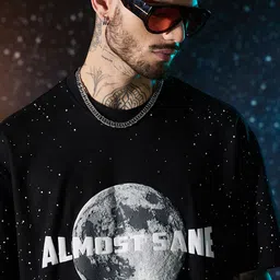 ALMOST SANE Unisex Typography Printed Round Neck Cotton Oversized T-shirt-picture-44