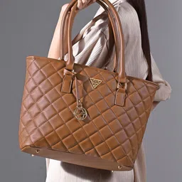 LAVIE Signature Textured Boston Structured Oversized Shoulder Bag with Quilted Detail-picture-21