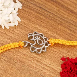 GIVA 925 Sterling Silver Om with Floral Rakhi with Roli Chawal-picture-45