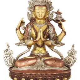 Exotic India Gold Toned Religious Brass Buddhist Statue Showpiece-picture-17