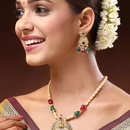 ADIVA 22K Gold-Plated Lord Ganesh Kundan Studded & Beaded Jewellery Set-picture-39