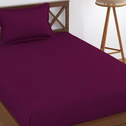 UrbanArts Burgundy Striped Microfiber 200 TC King Bedsheet with 2 Pillow Covers-picture-16