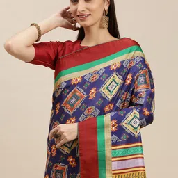 RACHNA Navy Blue Ethnic Motifs Printed Manipuri Silk Saree with Blouse-picture-19