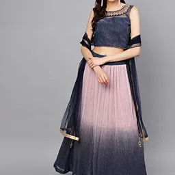 Chhabra 555 Navy & Pink Dyed Made to Measure Lehenga Choli With Dupatta-picture-30