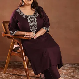 EXTRA LOVE BY LIBAS Women Floral Yoke Design Regular Kurta with Palazzos-picture-39