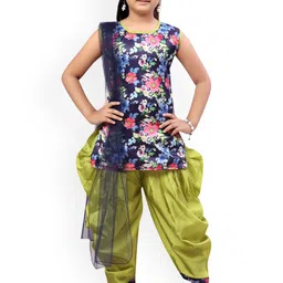 BAESD Girls Floral Printed Regular Pure Silk Kurta with Salwar & With Dupatta-picture-34