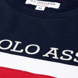 U.S. Polo Assn. Men Red & Navy Blue Colourblocked Pure Cotton Sweatshirt image 2