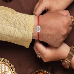 Silver Chest 925 Sterling Silver Thread Rakhi With Roli Chawal & Greeting Card image 4