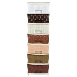 Kuber Industries Brown & Blue 7-Tier Collapsible Storage Drawer image 3