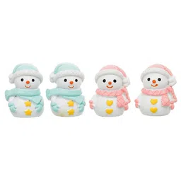 eCraftIndia Blue & Pink Set Of 4 Pieces Snowman Figurine Showpieces image 5