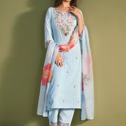 Indo Era Women Ethnic Motifs Embroidered Thread Work Kurta with Trousers & With Dupatta image 5