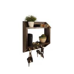 symplify Kingston Wooden Wall Shelf Organiser With Key Holders-picture-15