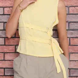 Shein Sleeveless Buckle Detail Panelled Top-picture-32