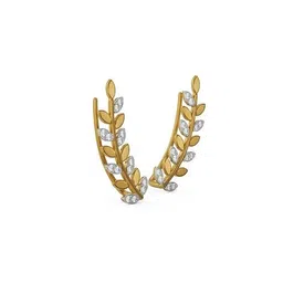 emori Women Yellow Gold Lab Grown Diamond-Studded Stud Earrings image 2