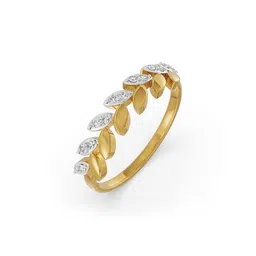 emori Women Yellow Gold Leafy Crown Lab Grown Diamond-Studded Ring image 3