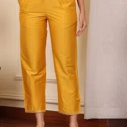 Women Straight Fit Pants with Embroidered Hemline-picture-14