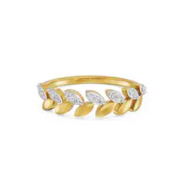 emori Women Yellow Gold Leafy Crown Lab Grown Diamond-Studded Ring-picture-21