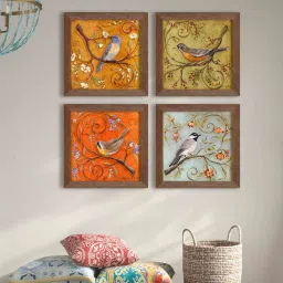 art street Assorted Birds Engineered Wood Framed Abstract Art Print (Set of 4) image 1