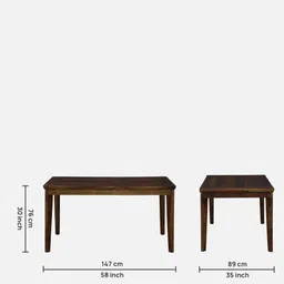 woodsworth from pepperfry Brookwood Sheesham Wood 4 Seater Dining Table In Scratch Resistant Provincial Teak Finish. image 2
