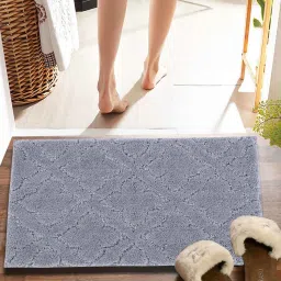 pano Silver Solid MicroFibre 14x10 Inches Antiskid Bath Mats image 1