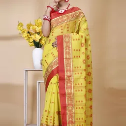 Ruuprekha Woven Design Pure Cotton Fusion Taant Saree-picture-13