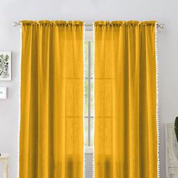 HOMEMONDE Yellow & White 2-Pieces Sheer Window Curtains-image-71
