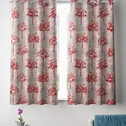 ROMEE Pink & White 2 Pieces Floral Room Darkening Window Curtains-image-96