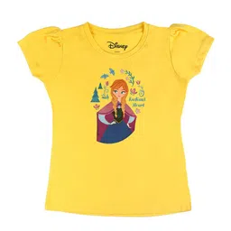 Disney by Wear Your Mind Girls Yellow Printed Puff Sleeves Pure Cotton T-shirt-picture-12