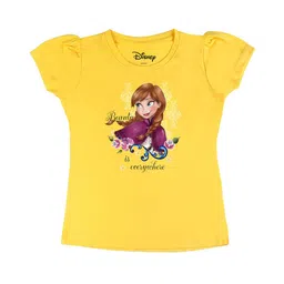Disney by Wear Your Mind Girls Yellow Printed V-Neck T-shirt-picture-42