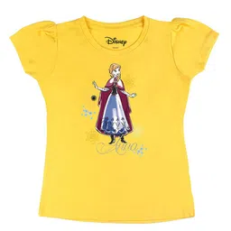 Disney by Wear Your Mind Girls Yellow Printed Puff Sleeves Pure Cotton T-shirt-picture-54