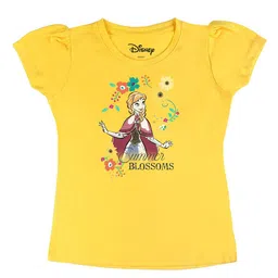 Disney by Wear Your Mind Girls Yellow Printed Puff Sleeves Pure Cotton T-shirt-picture-17