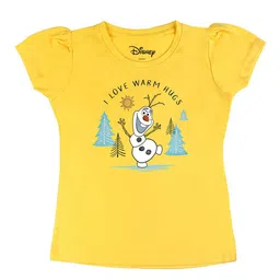 Disney by Wear Your Mind Girls YellowBlack Printed Pure Cotton T-shirt-picture-13