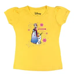 Disney by Wear Your Mind Girls Yellow Printed Puff Sleeves T-shirt-picture-29