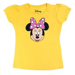 Disney by Wear Your Mind Girls Yellow Minnie Mouse Printed Pure Cotton T-shirt-picture-19