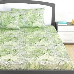 Divine Casa Green 144 TC King Bedsheet with 2 Pillow Covers-picture-32