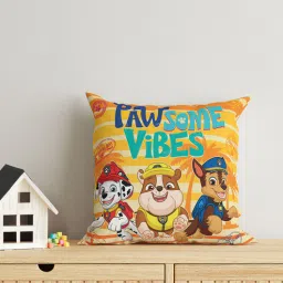 Yellow Polyester Paw 16x16 inches Reversible Kids Cushion (1 Pc)-image-78