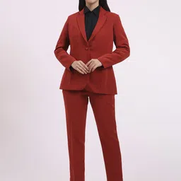 apsra boutique Women Formal Women Pantsuit, Single Button Blazer with Straight Pants Solid Suit-picture-29