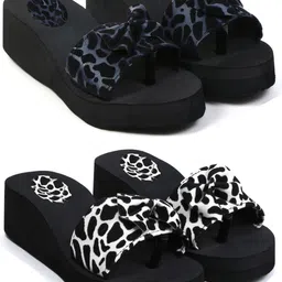 skytrap Stylish Comfortable and Trending Printed Flip Flops Slide Combo of 2 Women Slippers-picture-11