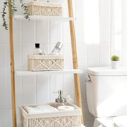 kaahira Set of 3 Off White Cotton Rope & Iron Frame Oraganisers image 2